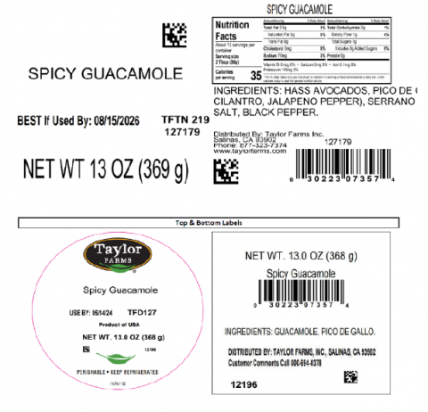 Target (Taylor Farms/Unbranded) — Spicy Guacamole 13oz (UPC 030223073574)