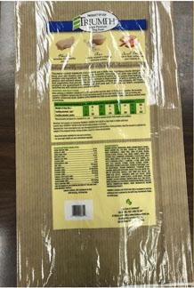 Back label TRIUMPH CHICKEN & RICE RECIPE, 30 lb bag