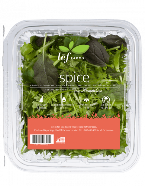 Product image, lÄ“f Farms Spice Salad Greens 4 oz