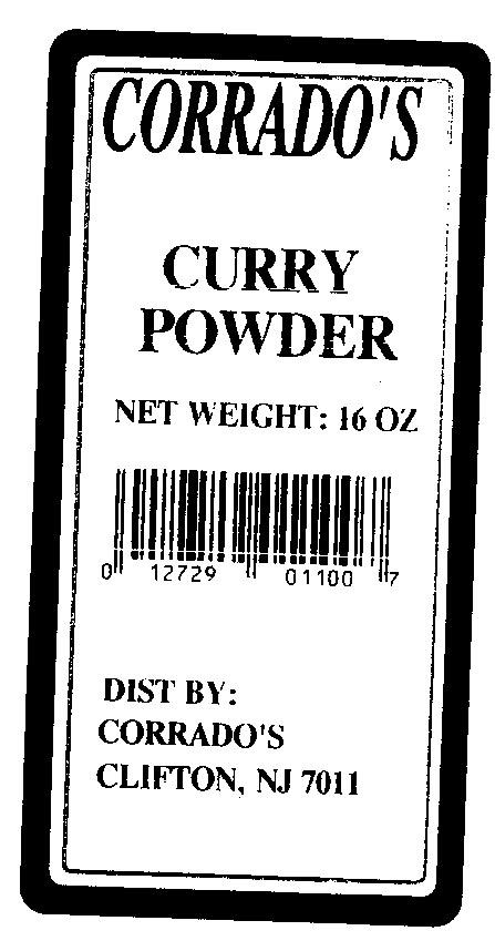 Corrado’s Curry Powder, 16 oz., label UPC 0 12729 01100 7