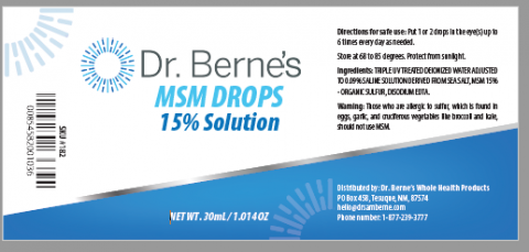 Dr. Berne’s MSM Drops 15% Solution, outer box label