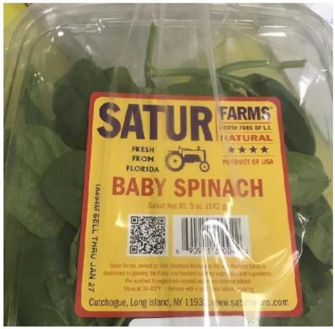 Front Label, Satur baby spinach, 5 oz