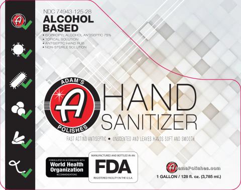 Photo 4 - Label, Adam’s Polishes Hand Sanitizer, 1 gallon