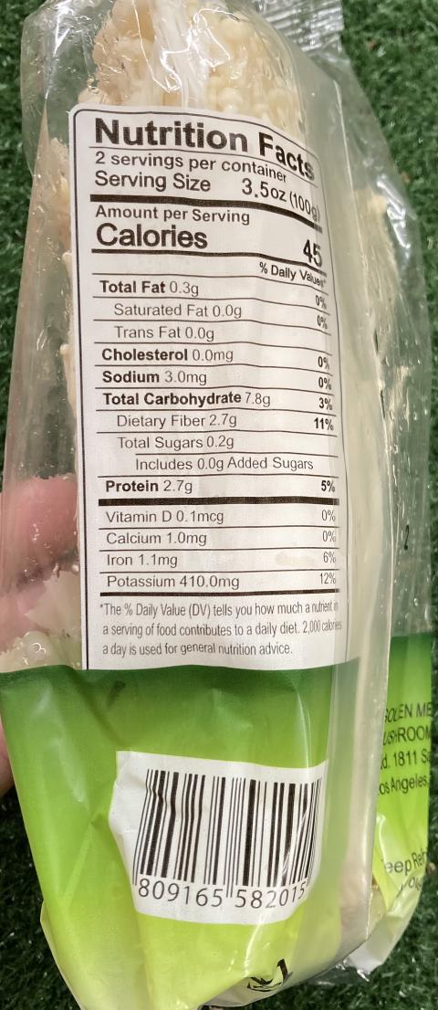 Photo – Back of Package Nutrition Facts