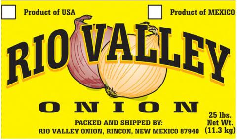 Label, Rio Valley Onions 