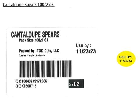 Label for Cantaloupe Spears 100/2 oz. 
