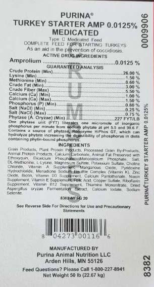 Photo 12: Label, Purina Turkey Starter AMP 0.0125%