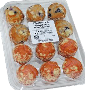 Freshness Guaranteed Blueberry Streusel/ Strawberry Streusel Mini Muffins (12oz, 10 per case)