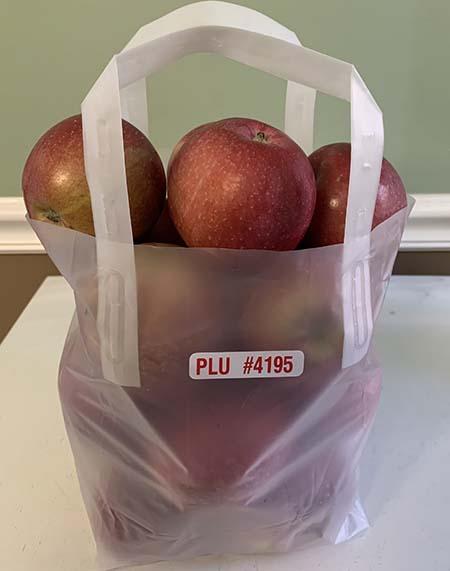 “Fuji Half Peck Plastic Tote Bags, Product of MI-USA”