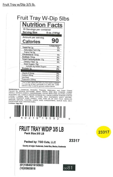 Label for Fruit Tray w/ Dip 3/5 lb. 