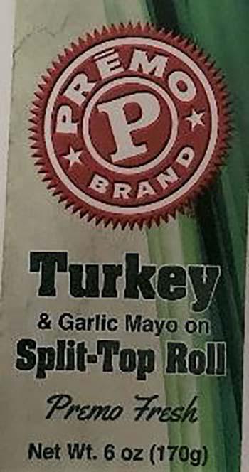 Product labeling, Premo Turkey & Garlic Mayo on Split Top Roll 6 oz