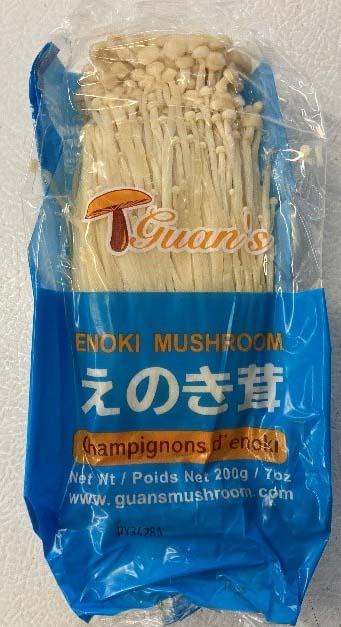 Package Front:  Guan’s Enoki Mushroom