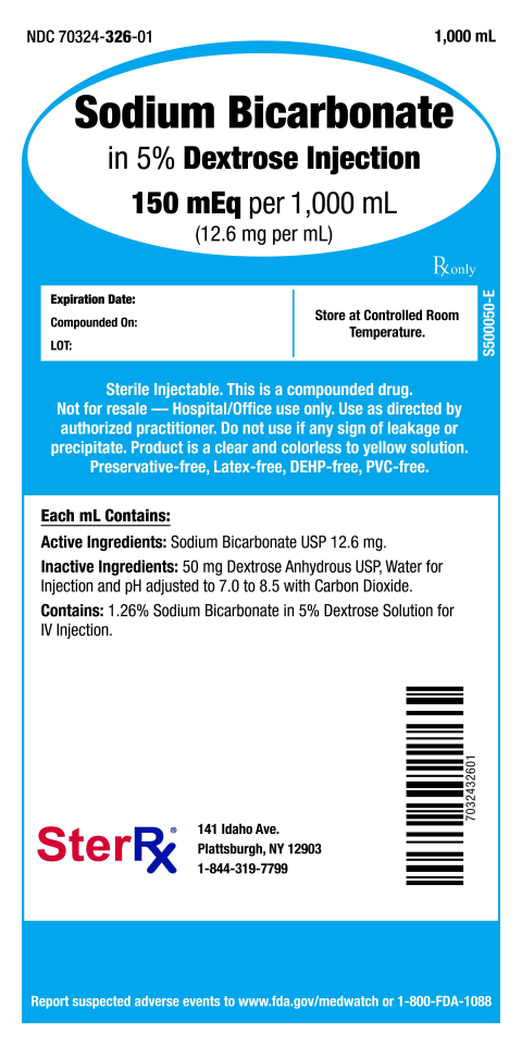 “Product label, SterRx, LLC Sodium Bicarbonate in 5% Dextrose Injection 150mEq per 1,000 mL”