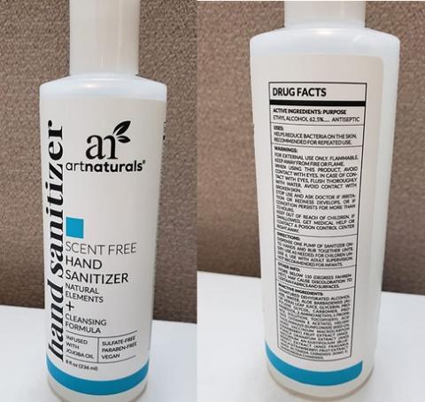 artnaturals® Issues Voluntary Recall of Limited Batches of 8oz Bottles of  Scent Free Hand Sanitizer Due to Presence of Impurities