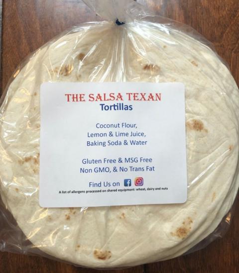 Label, The Salsa Texan Coconut Flour Tortillas