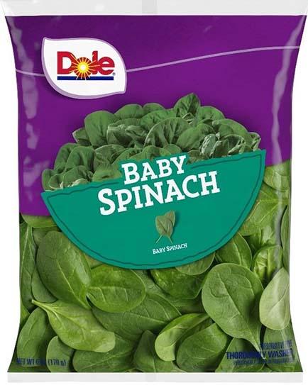 Bag label, Dole Baby Spinach