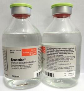 Image 1 “Photograph of front and side labeling, Banamine 250 mL”