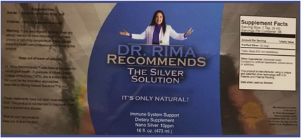 “Dr Rima Recommends Nano Silver 10ppm Dietary Supplement”