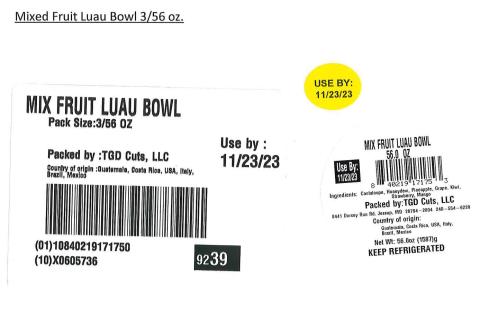 Label for Mixed Fruit Luau Bowl 3/56 oz. 