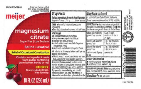 “Meijer Magnesium Citrate Sugar-Free, Low Sodium Saline Laxative, Cherry Flavor”