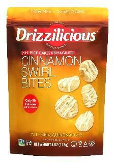 2. Labeling, Drizzilicious Drizzled Mini ]Rice Cake Bites 4oz, Cinnamon Swirl