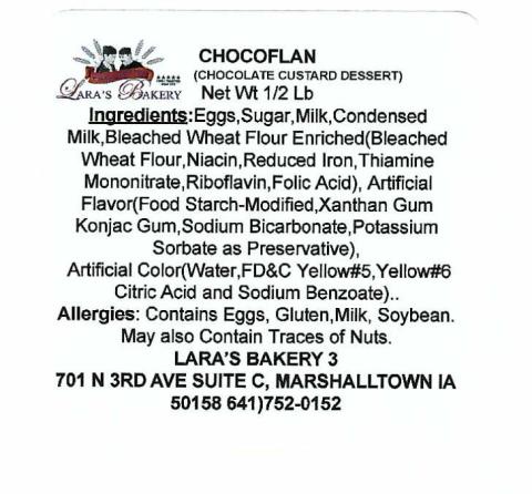 Image 2: “Label of Chocoflan (Chocolate Custard Dessert), ½ lb.”