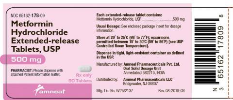 Label, Metformin Hydrochloride Extended-release Tablets, 500mg, 90 tablets