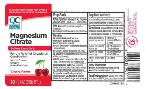 “QC Qualty Choice Magnesium Citrate Saline Laxative, Cherry Flavor”