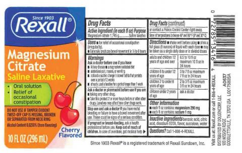 “Rexall Magnesium Citrate Saline Laxative, Cherry Flavor”          