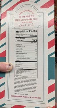 Box Back – Nutrition Facts