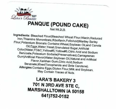 Image 3: “Label of Panque (Pound Cake), 2 lb.”