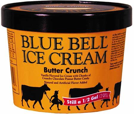 “Container of Blue Bell Butter Crunch Ice Cream”