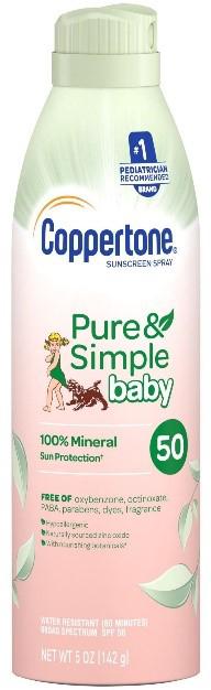 Product image Coppertone Pure & Simple baby SPF 50 Spray 