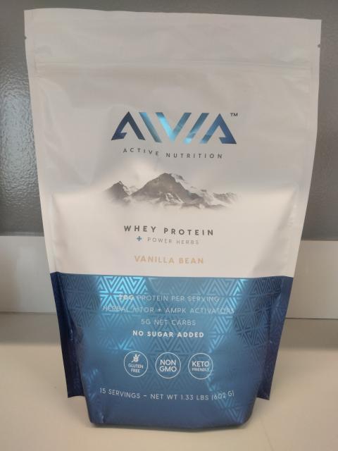 “Aivia Whey Protein + Power Herbs, Vanilla Bean, 1.33 LBS.”