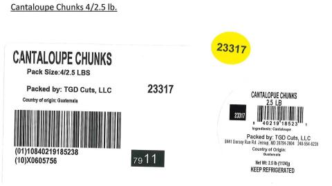 Label for Cantaloupe Chunks 4/2.5 lb.