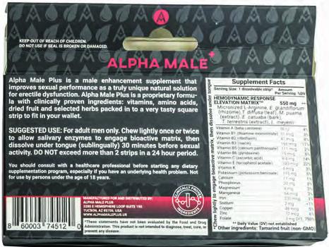 “Alpha Male+ Supplement Facts”