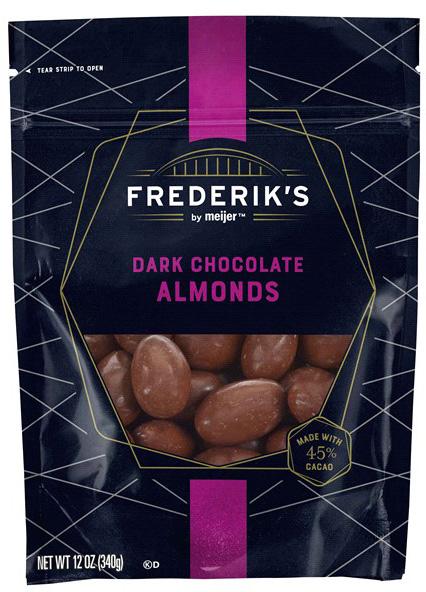 Frederik’s by Meijer Front Label Dark Chocolate Almonds Nt Wt 12oz