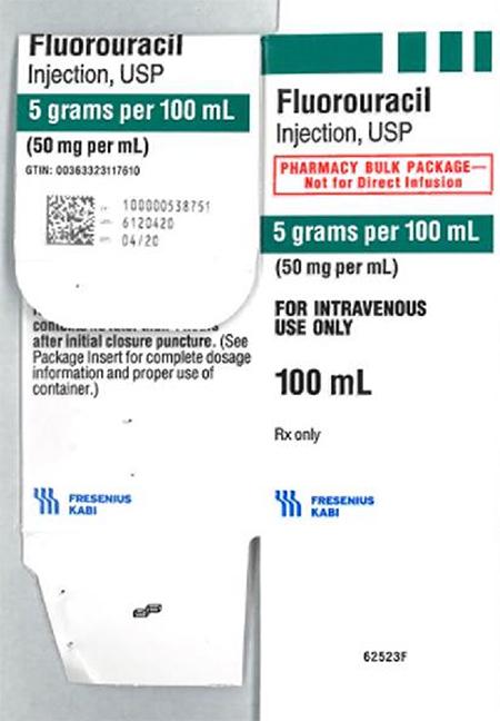 Box label, Fluorouracil Injection, NDC 63323-117-61