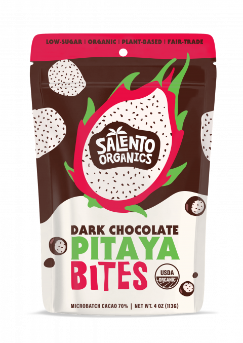 Product image, Salento Organics Dark Chocolate Pitaya Bites, 4oz.
