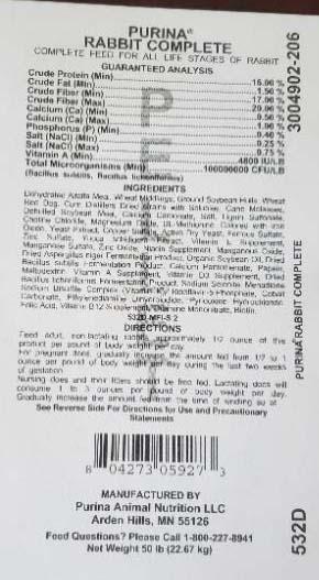 Photo 6: Nutritional Information, Purina Rabbit Complete