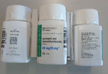 6th image: “Greenstone Brand quinapril HCl/hydrochlorothiazide tablets, 20 mg/25 mg”