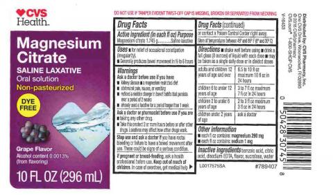 “CVS Magnesium Citrate Saline Laxative, Grape Flavor”