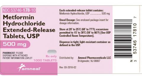 Label, Metformin Hydrochloride Extended-release Tablets, 500mg, 1000 tablets, NDC 53746-178-10