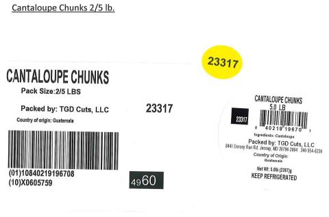 Label for Cantaloupe Chunks 2/5 lb. 