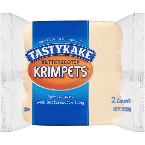 Photo – TASTYKAKE BUTTERSCOTCH KRIMPETS Sponge Cakes with Butterscotch Icing 2 count package