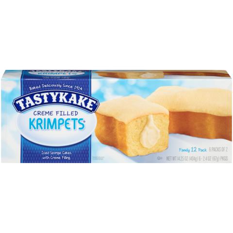 Photo – TASTYKAKE CRÈME FILLED KRIMPETS 12 count box Iced Sponge Cakes with Creme Filling
