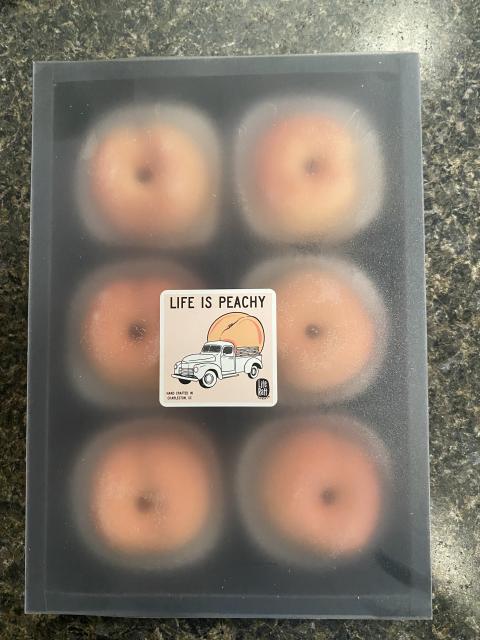 Life Raft Treats Life is Peachy, top clear label, 6 count