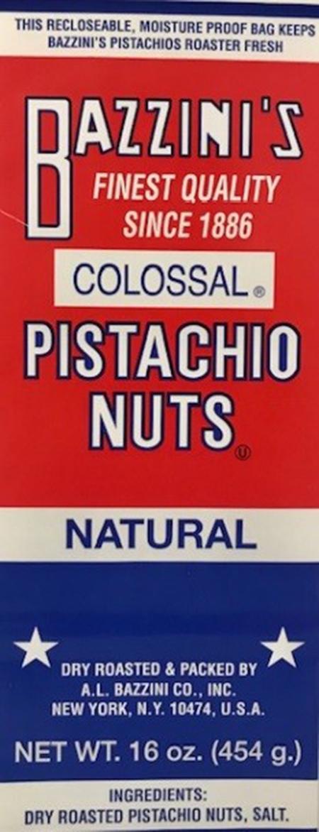 Label, Bazzini’s Colossal Pistachio Nuts, 16 oz