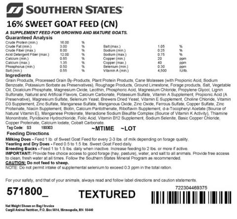 Label, Southern States 16% Sweet Goat Feed (CN)