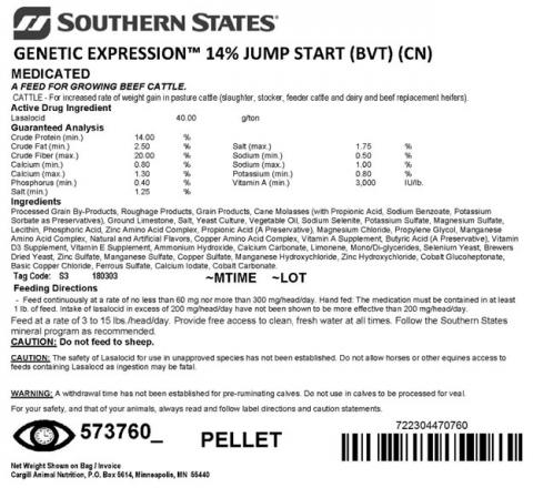 Label, Southern States Genetic Expression 14% Jump Start (BVT) (CN)